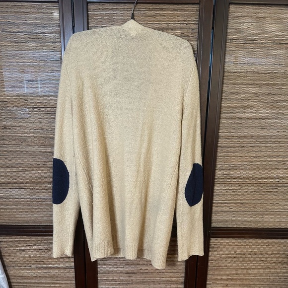 GAP Women's Tan Cardigan Sweater with navy patch elbows - Picture 2 of 2